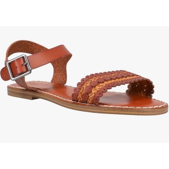 MIA Womens Casual Leather Vienna Woven Flat Ankle Strap Sandals - Brown Size 6 - Picture 3 of 10
